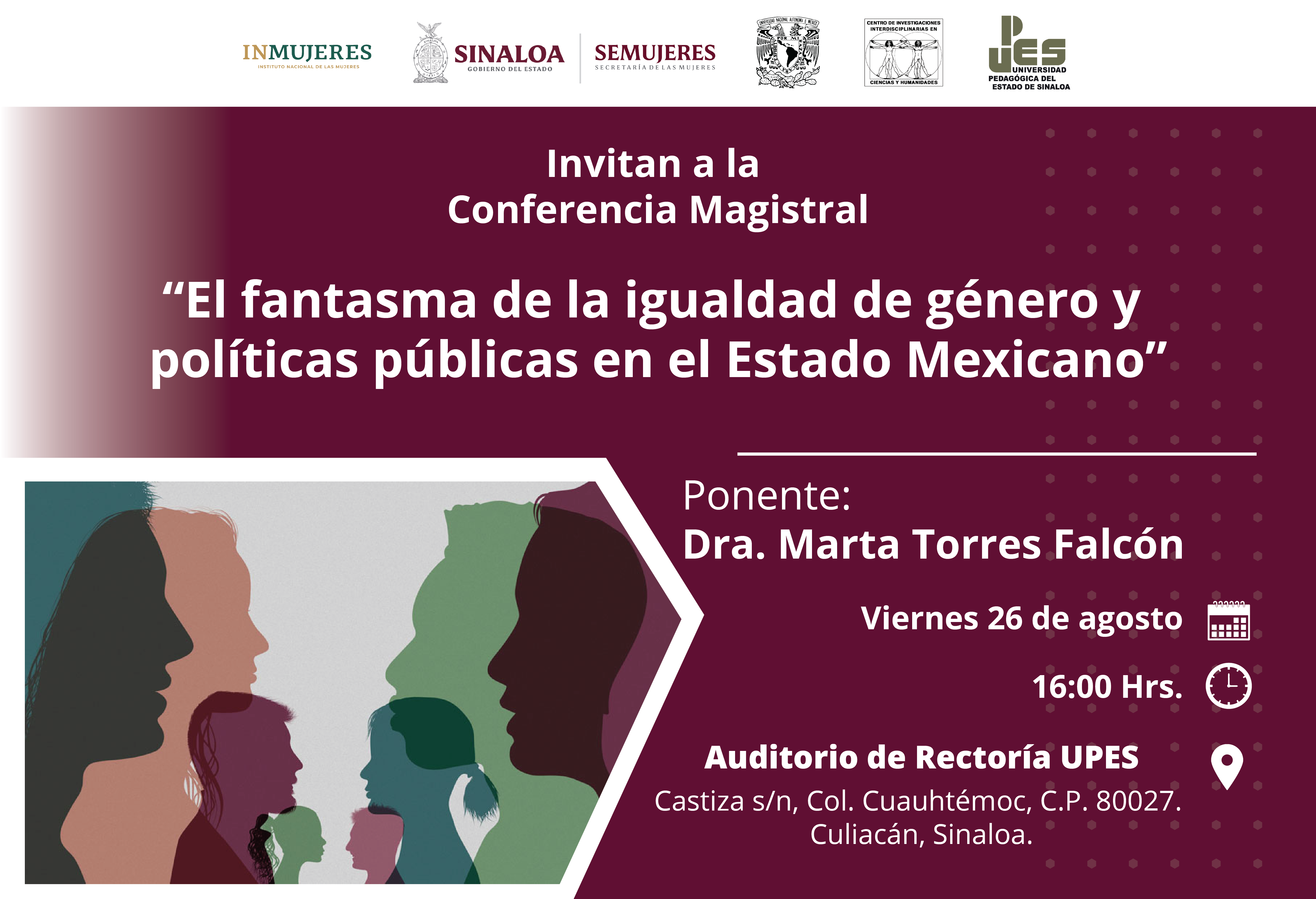 Upes invita a la conferencia magistral “El fantasma de la igualdad de género y políticas públicas en el Estado Mexicano”.